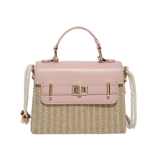 Woven Chic Tote – Modern Two‑Tone Handbag