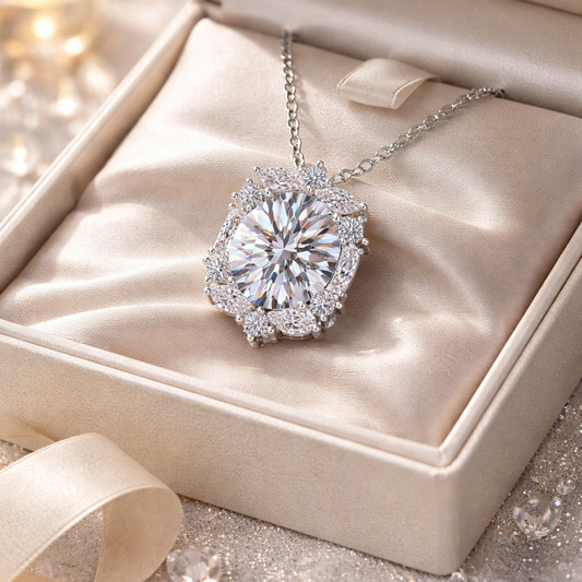 Pendant Necklace 925 Sterling Silver with 2 Carat Moissanite Radiant Cut
