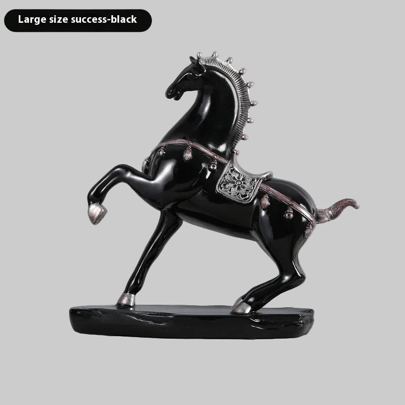 Luxury Horse Statue – Gold / Black/ Green Resin Decor