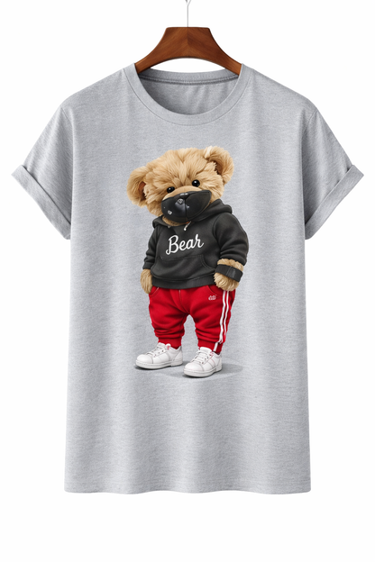 Bear Print Tee Relaxed Cotton T-Shirt