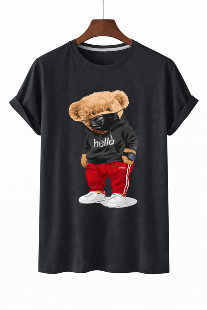 Bear Print Tee Relaxed Cotton T-Shirt