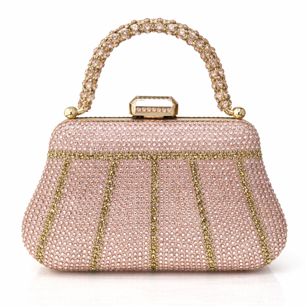 Émeraude Royale – Crystal Evening Clutch with Sculpted Handle