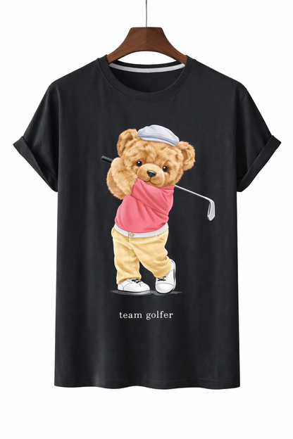 Bear Print Tee Relaxed Cotton T-Shirt