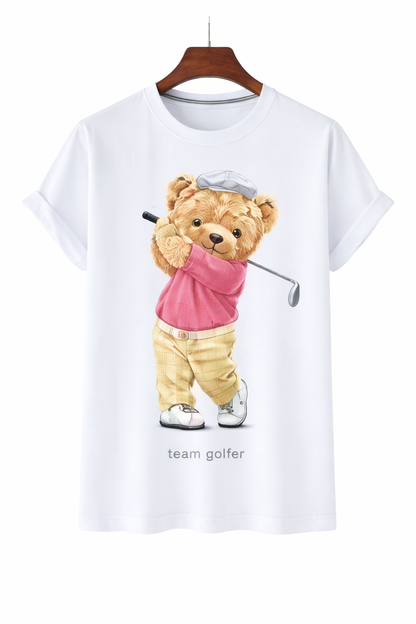 Bear Print Tee Relaxed Cotton T-Shirt