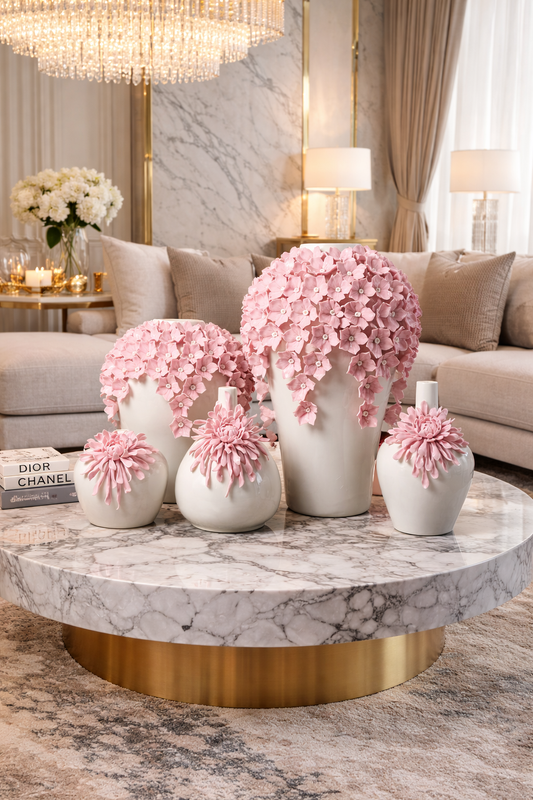 Pink Flower Vase – Luxury Ceramic Decor