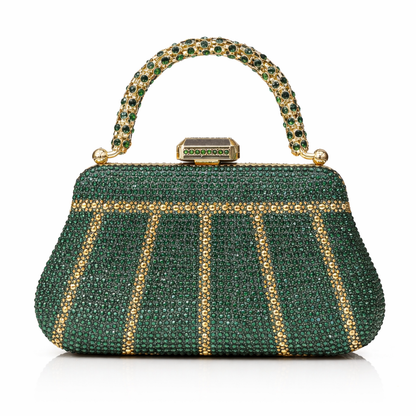 Émeraude Royale – Crystal Evening Clutch with Sculpted Handle