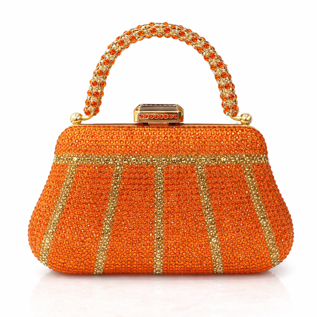 Émeraude Royale – Crystal Evening Clutch with Sculpted Handle