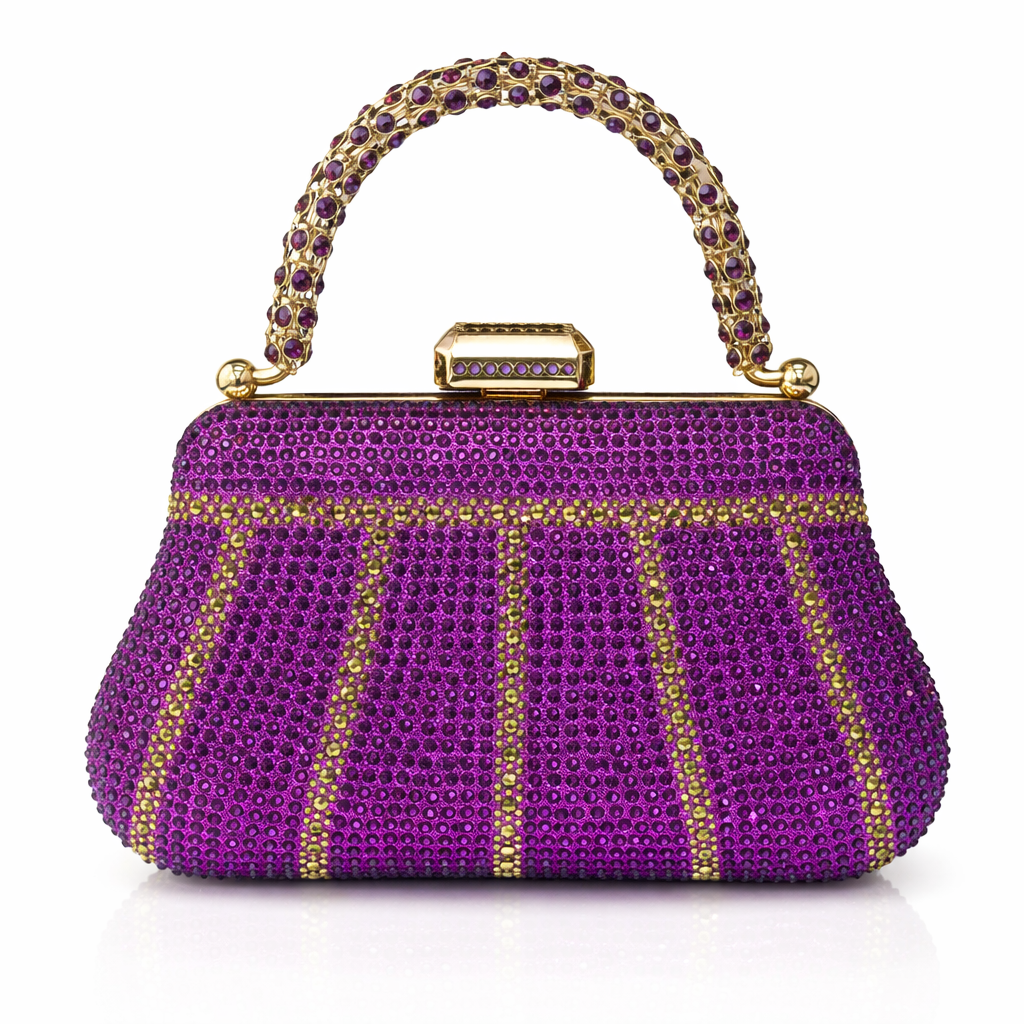 Émeraude Royale – Crystal Evening Clutch with Sculpted Handle