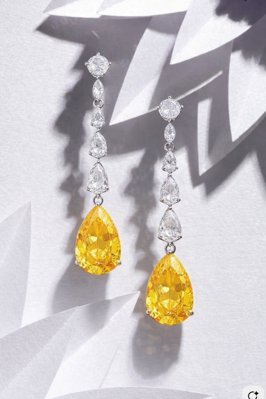 Golden Citrine Waterdrop Earrings – Luxury Bridal Drop Jewelry