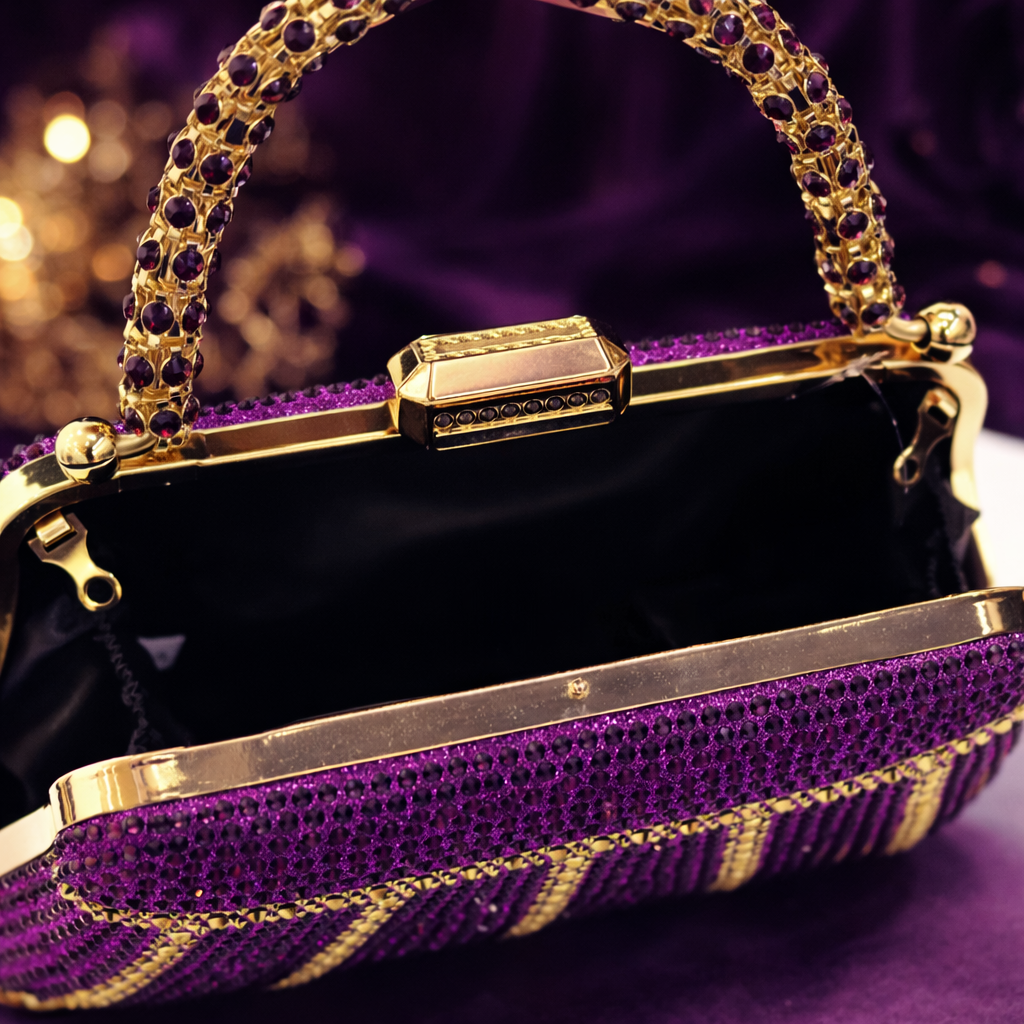 Émeraude Royale – Crystal Evening Clutch with Sculpted Handle