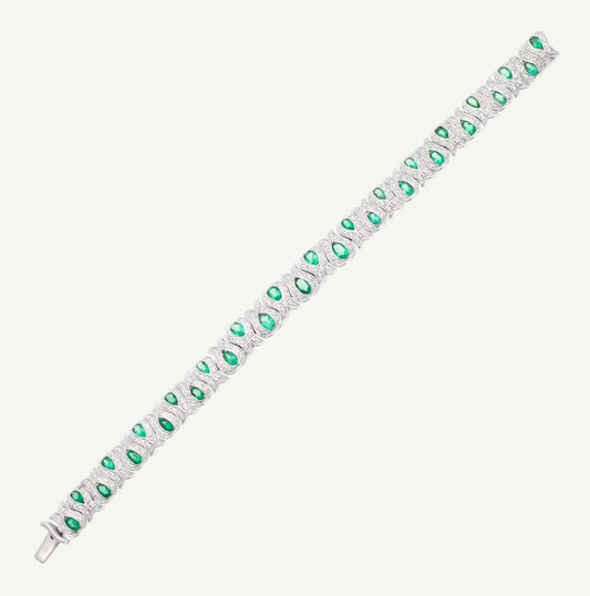 Émeraude Sculpté Bracelet – 925 Sterling Silver