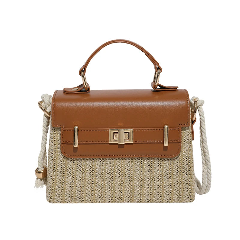 Woven Chic Tote – Modern Two‑Tone Handbag