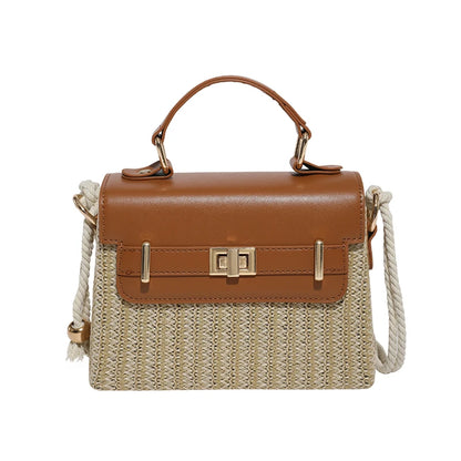 Woven Chic Tote – Modern Two‑Tone Handbag