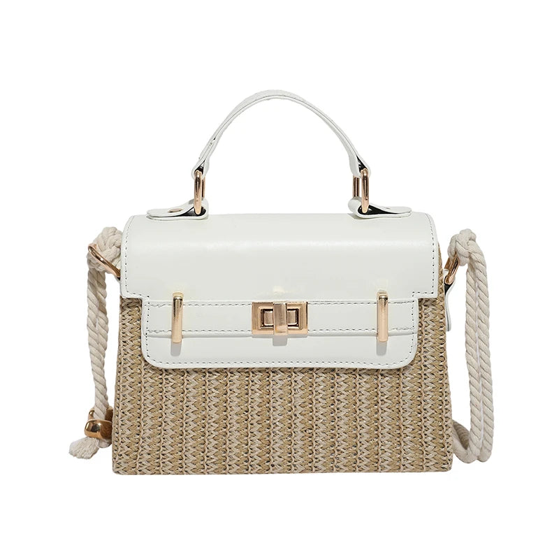 Woven Chic Tote – Modern Two‑Tone Handbag