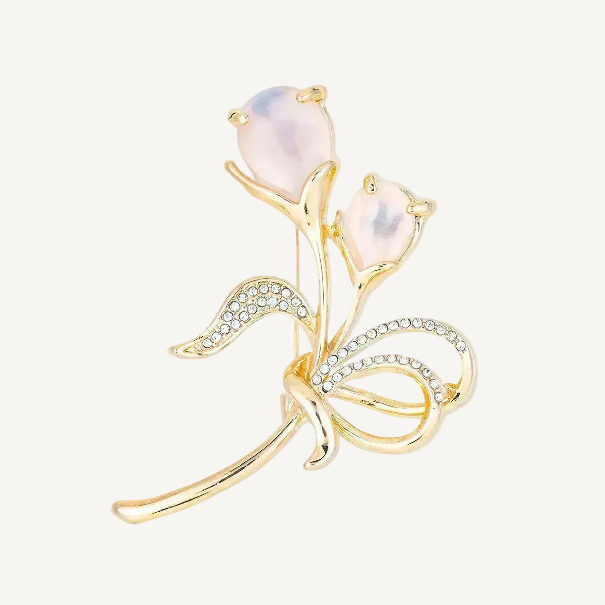 VELORÉ Fleur Brooch – Gold Crystal Bloom
