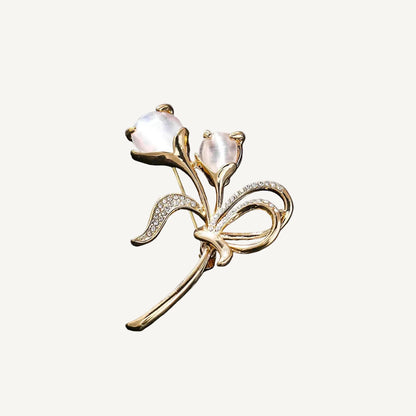 VELORÉ Fleur Brooch – Gold Crystal Bloom