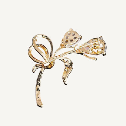 VELORÉ Fleur Brooch – Gold Crystal Bloom