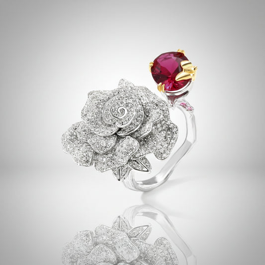 Rose Pavé Statement Ring in 925 Sterling Silver