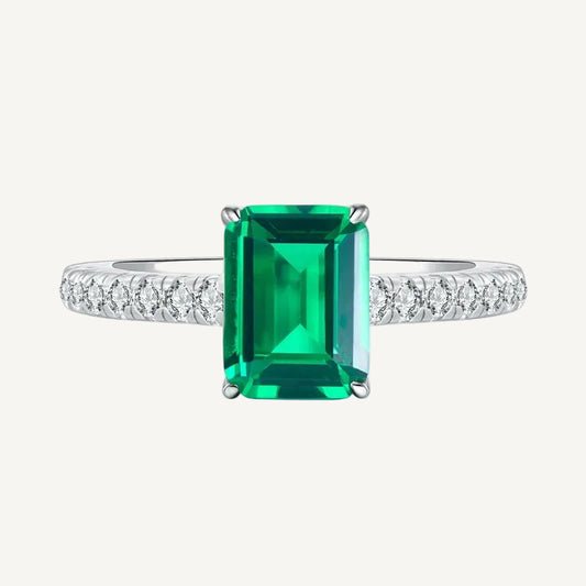 VELORÉ Émeraude Ring – Emerald Cut Zircon in Sterling Silver