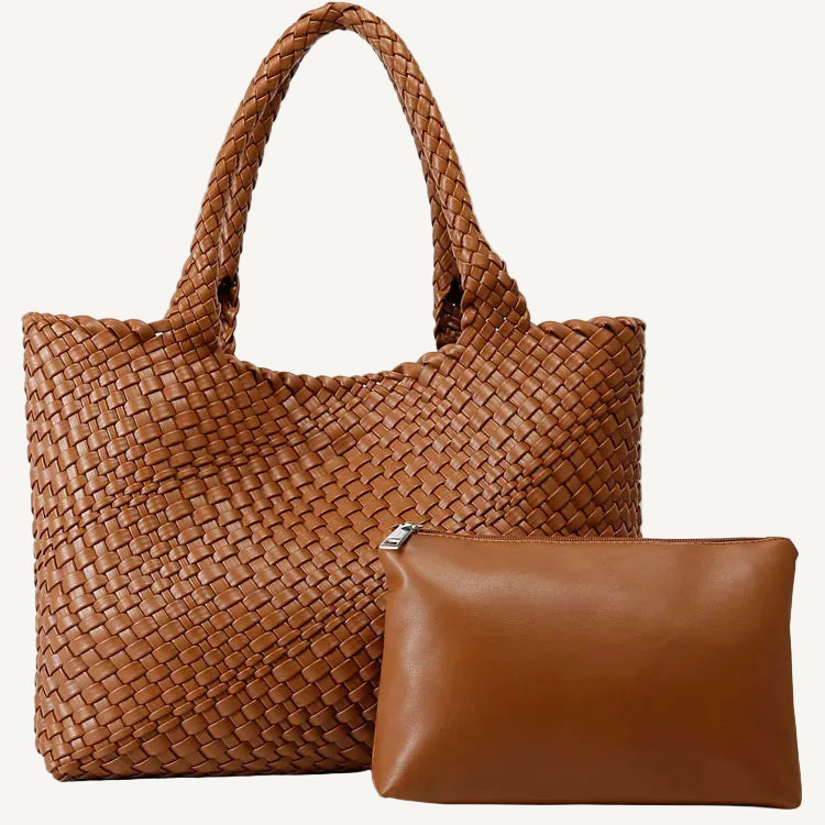 VELORÉ Woven Tote Bag Set – Structured Shopper with Pouch