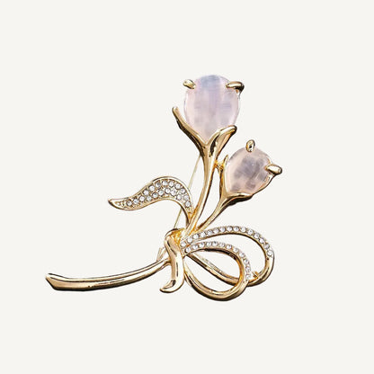 VELORÉ Fleur Brooch – Gold Crystal Bloom