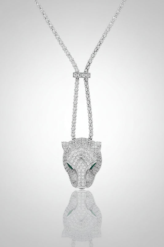 Panther Head Necklace in 925 Sterling Silver