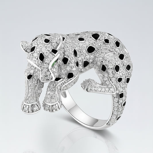 Panther Pavé Ring in 925 Sterling Silver