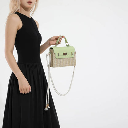 Woven Chic Tote – Modern Two‑Tone Handbag