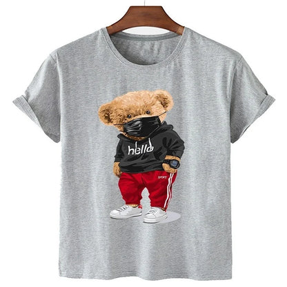 Bear Print Tee Relaxed Cotton T-Shirt