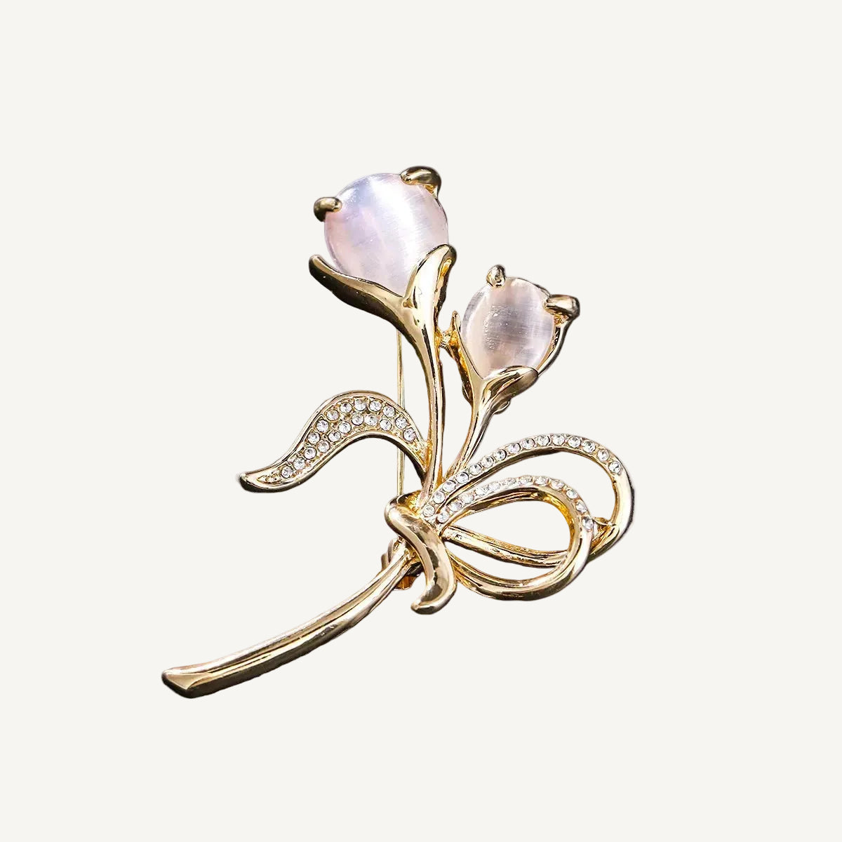 VELORÉ Fleur Brooch – Gold Crystal Bloom
