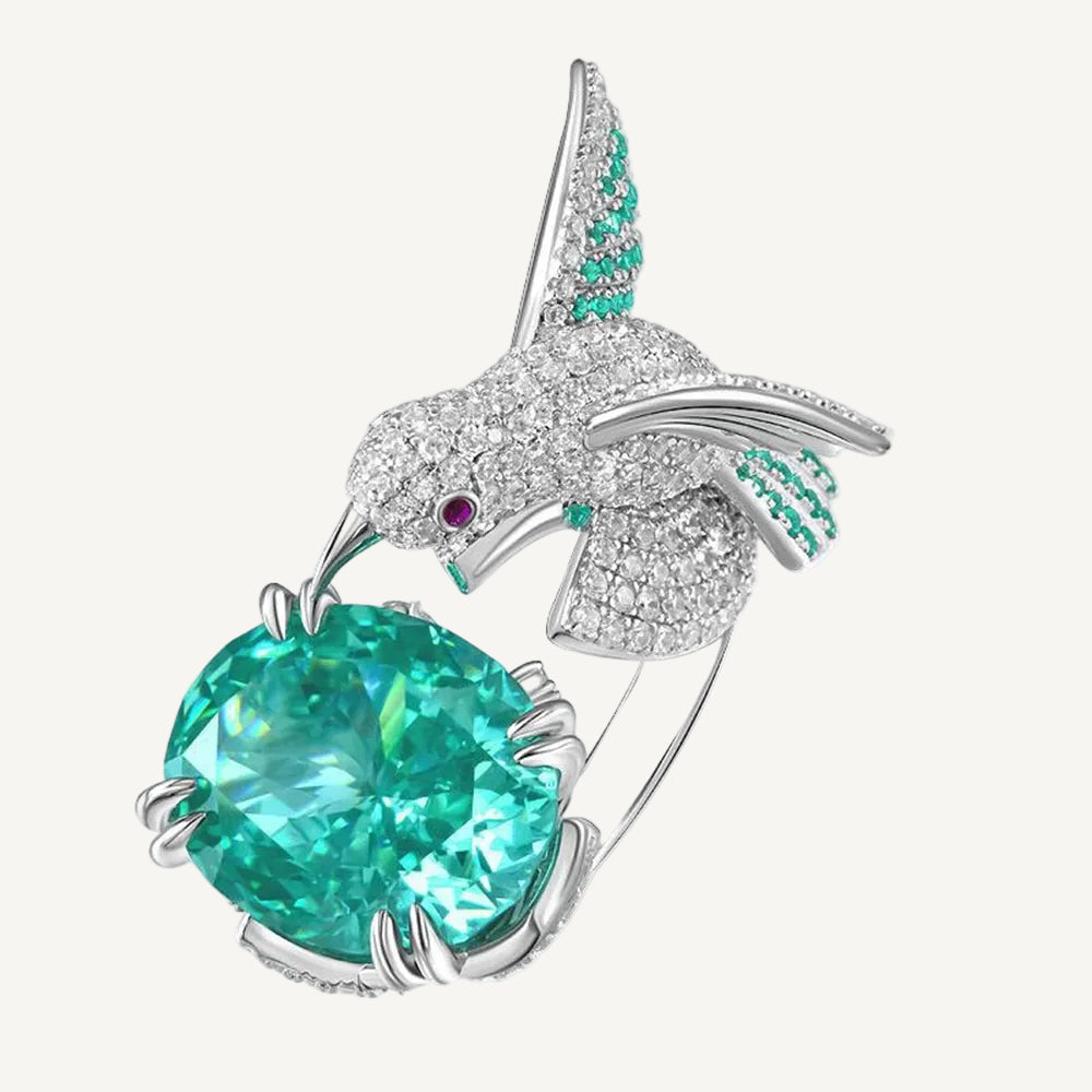 Paraiba Green Zirconia Bird Ring in 925 Sterling Silver