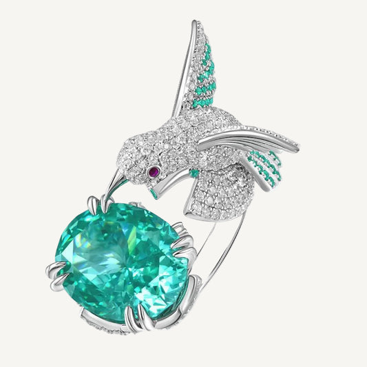Paraiba Green Zirconia Bird Ring in 925 Sterling Silver