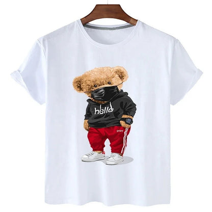 Bear Print Tee Relaxed Cotton T-Shirt