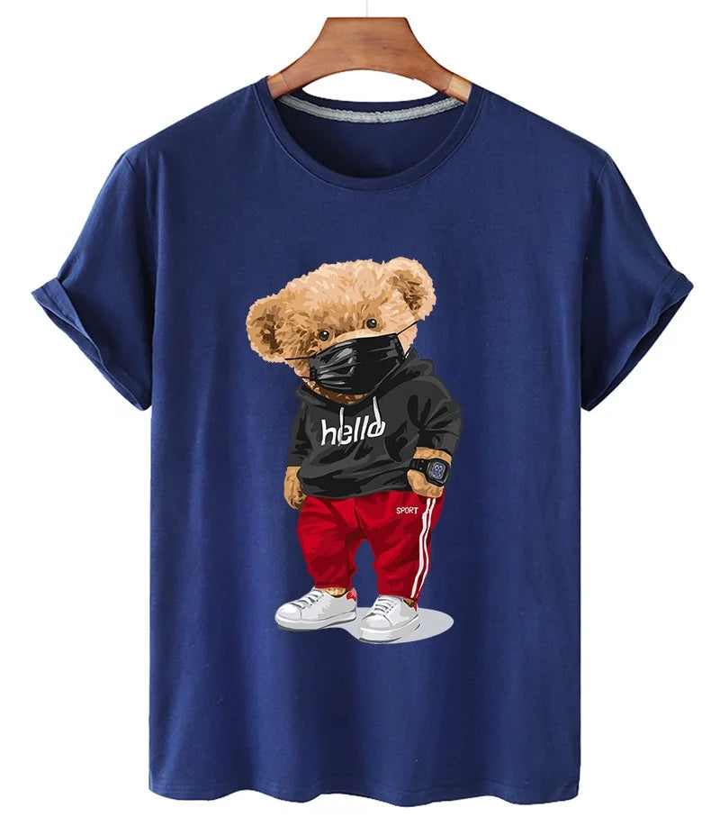 Bear Print Tee Relaxed Cotton T-Shirt