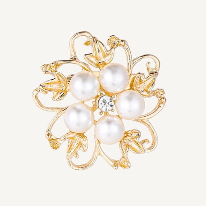 Élise Floral Brooch – Gold & Pearl