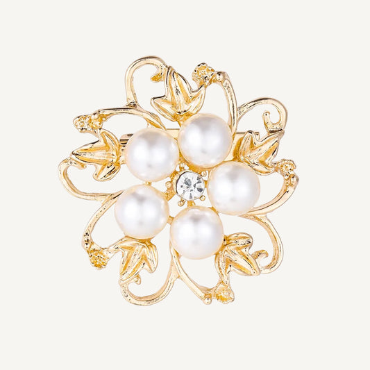 Élise Floral Brooch – Gold & Pearl