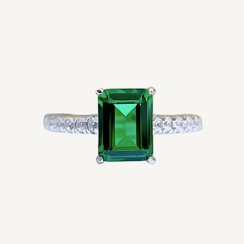 VELORÉ Émeraude Ring – Emerald Cut Zircon in Sterling Silver