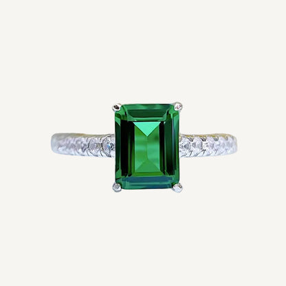 VELORÉ Émeraude Ring – Emerald Cut Zircon in Sterling Silver