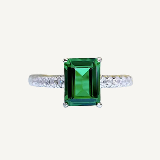 VELORÉ Émeraude Ring – Emerald Cut Zircon in Sterling Silver