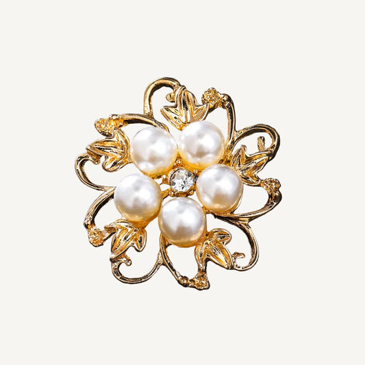 Élise Floral Brooch – Gold & Pearl