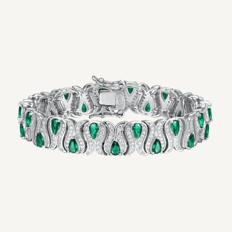 Émeraude Sculpté Bracelet – 925 Sterling Silver