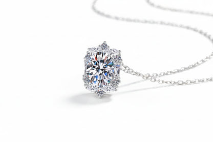 Pendant Necklace 925 Sterling Silver with 2 Carat Moissanite Radiant Cut