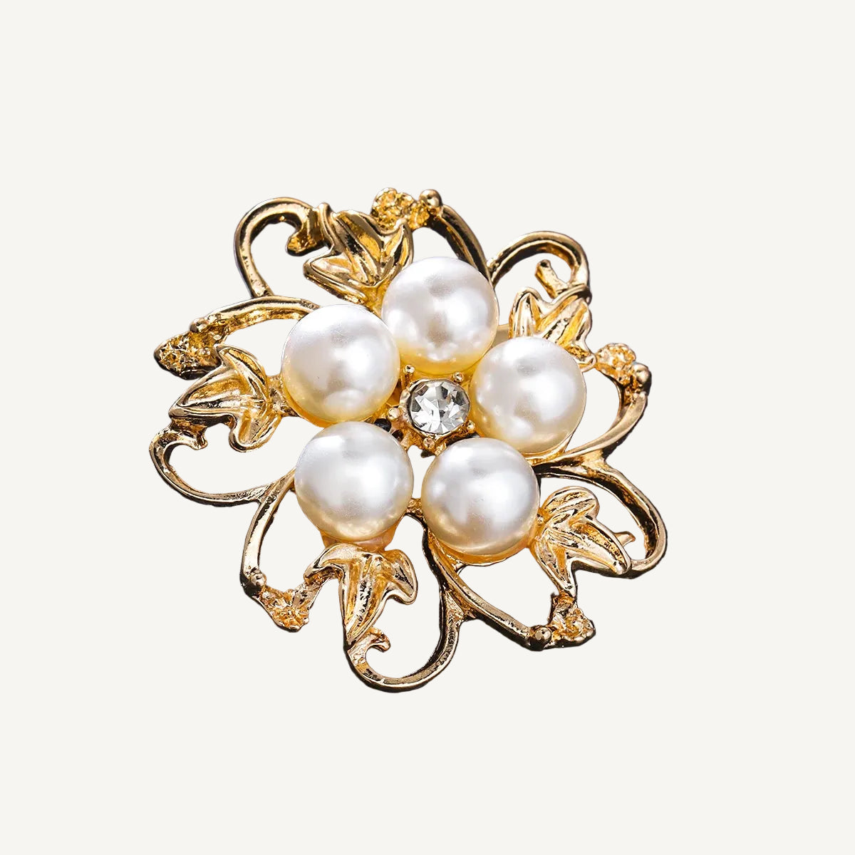 Élise Floral Brooch – Gold & Pearl