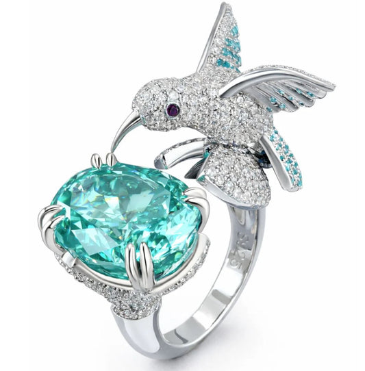 Paraiba Sky Nest Hummingbird Statement Ring