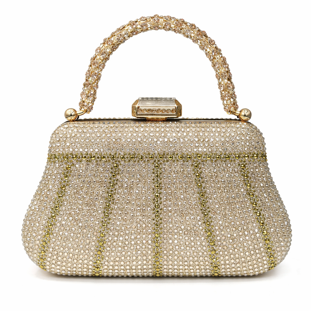 Émeraude Royale – Crystal Evening Clutch with Sculpted Handle