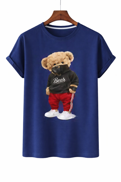 Bear Print Tee Relaxed Cotton T-Shirt