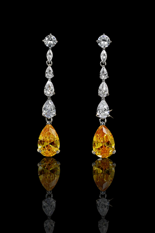 Golden Citrine Waterdrop Earrings – Luxury Bridal Drop Jewelry