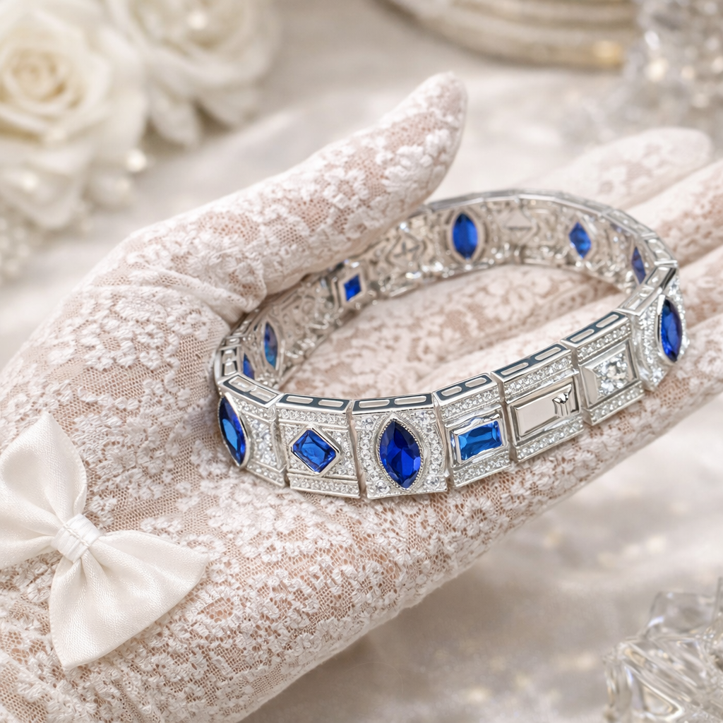Azure Éclat Bracelet – 925 Sterling Silver & Blue Spinel