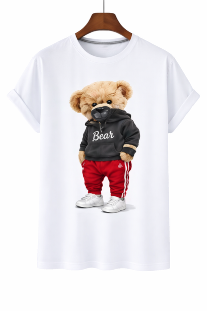 Bear Print Tee Relaxed Cotton T-Shirt