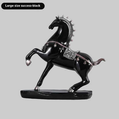 Luxury Horse Statue – Gold / Black/ Green Resin Decor